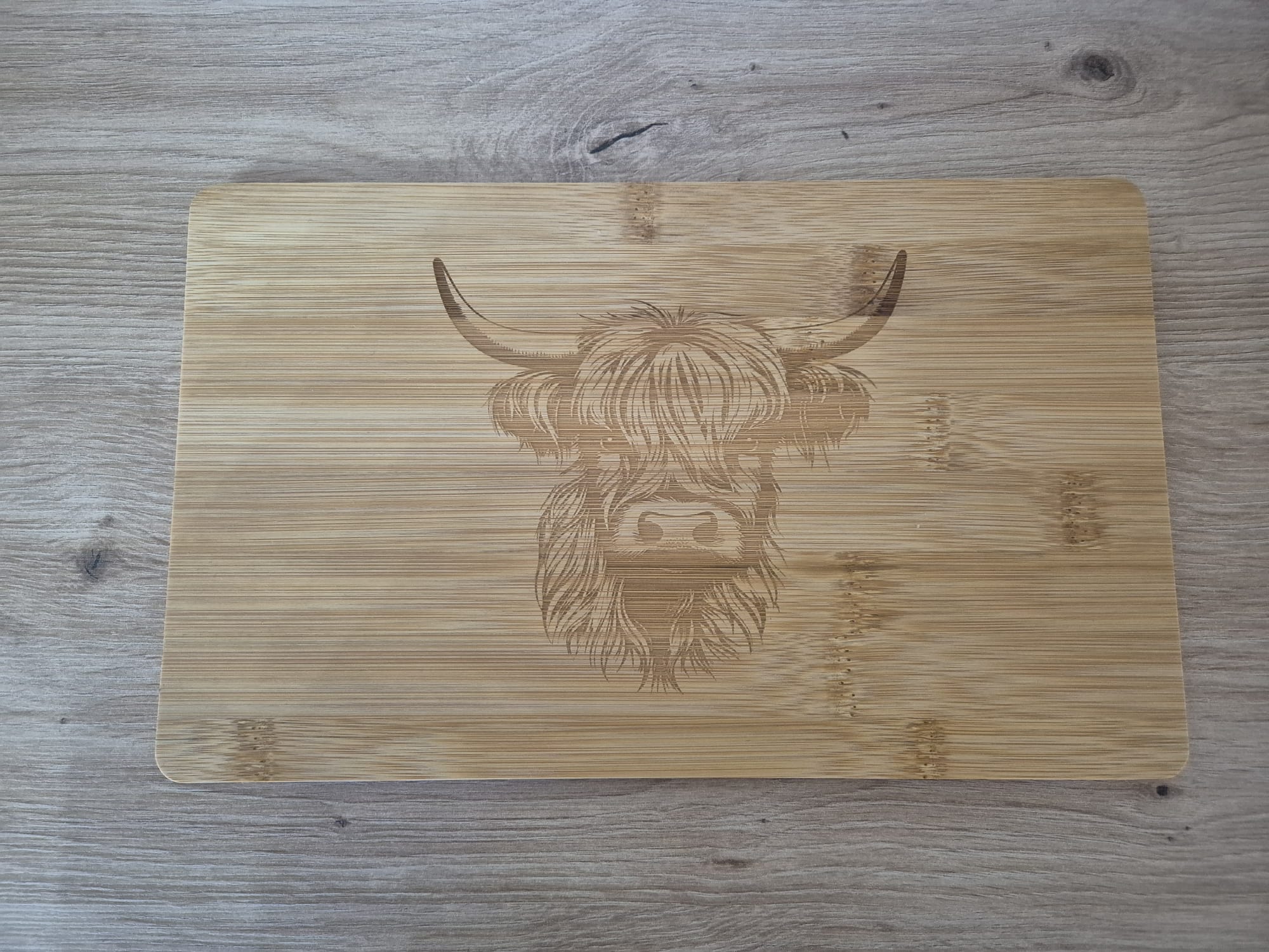 Bamboo Highland Cow Engraved Chopping Board