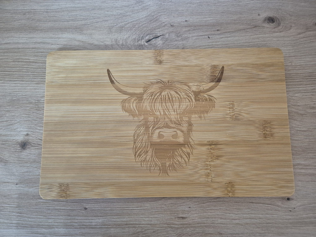 Bamboo Highland Cow Engraved Chopping Board