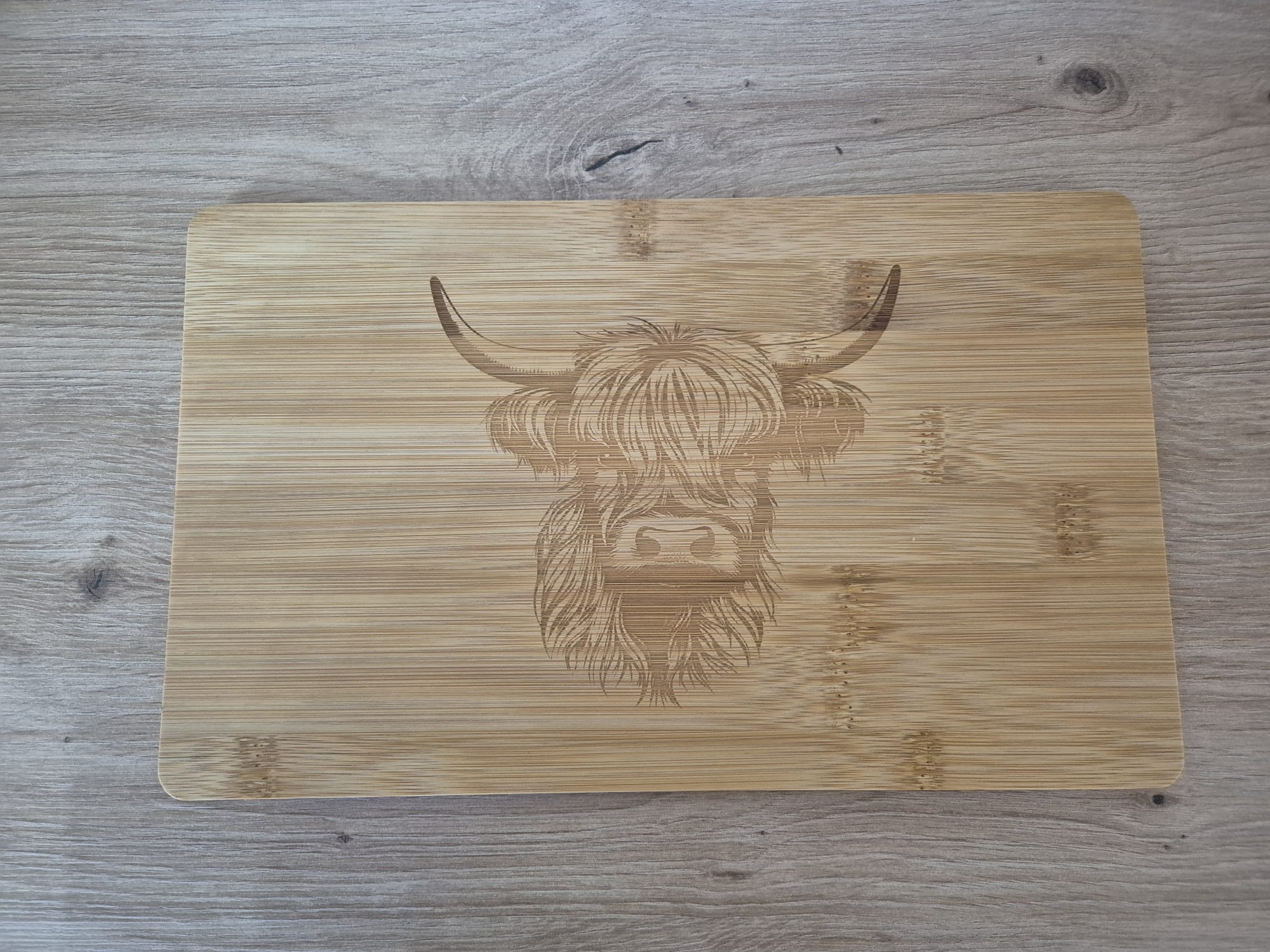 Bamboo Highland Cow Engraved Chopping Board