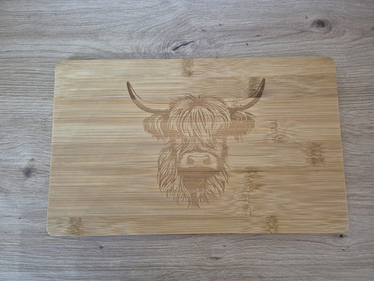 Bamboo Highland Cow Engraved Chopping Board
