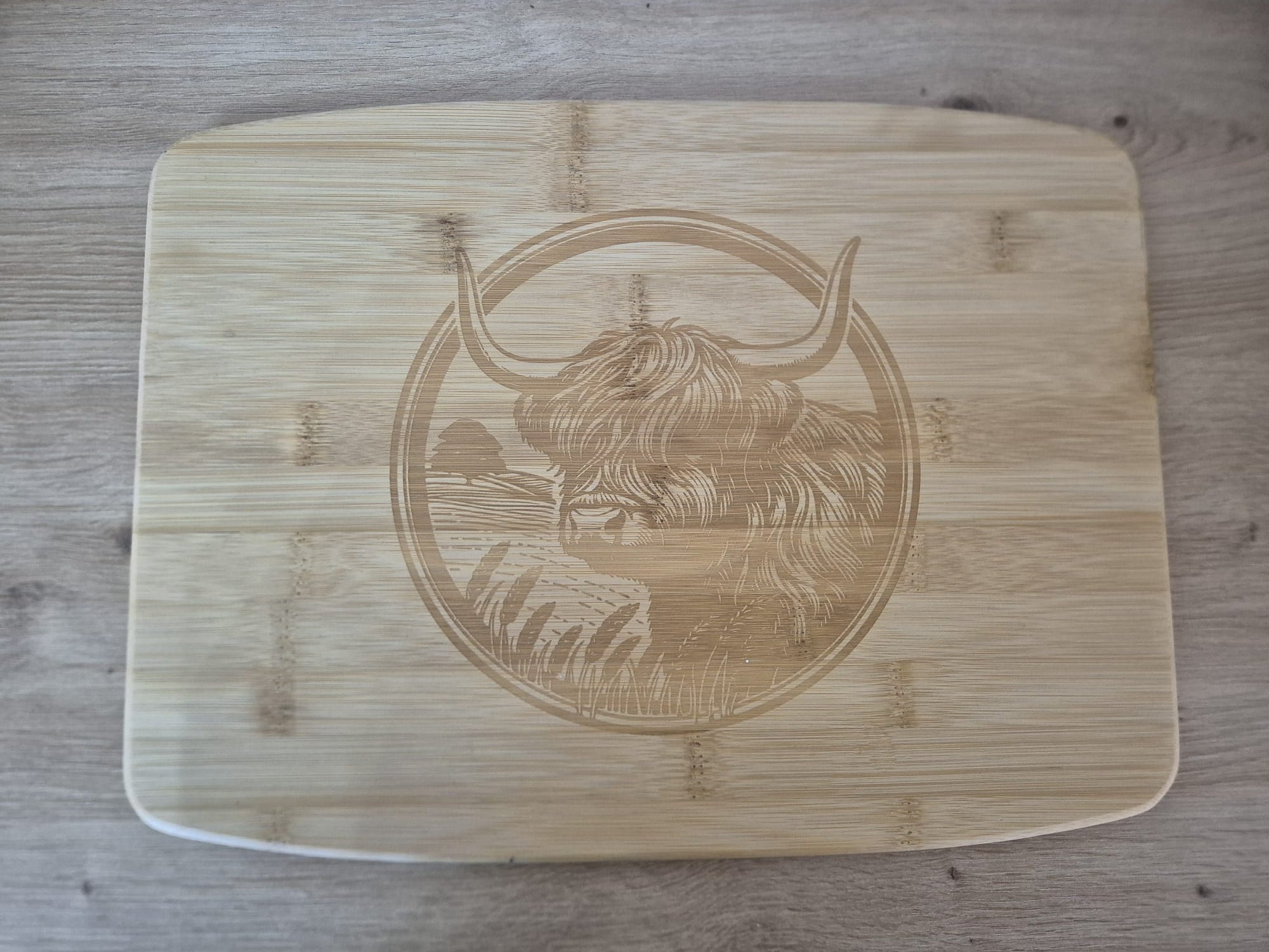 Bamboo Highland Cow Engraved Chopping Board