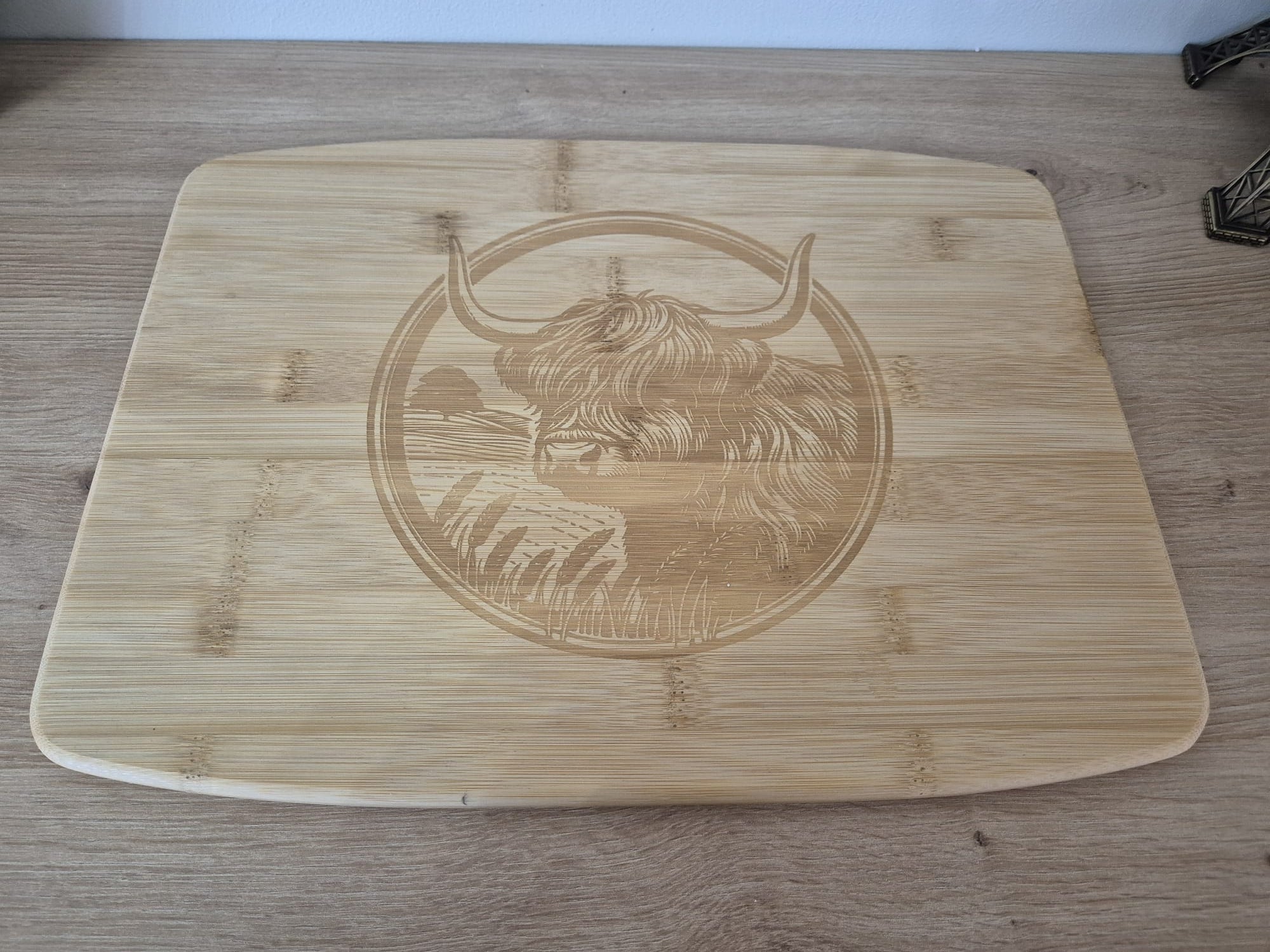 Bamboo Highland Cow Engraved Chopping Board