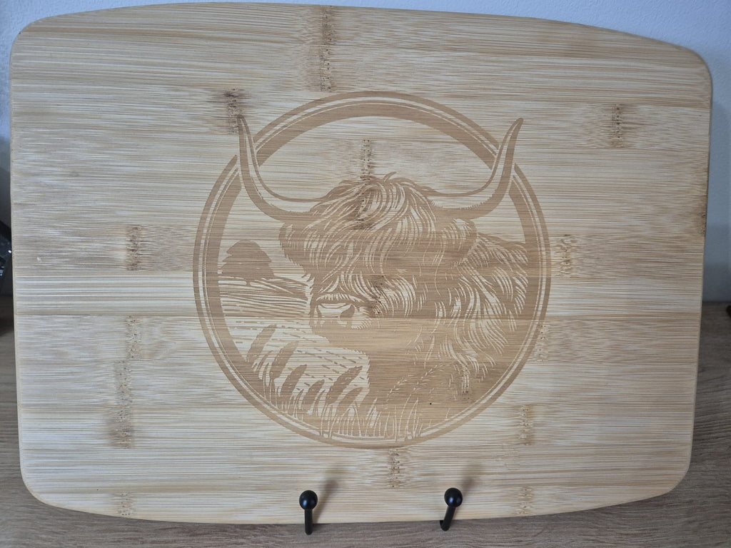 Bamboo Highland Cow Engraved Chopping Board