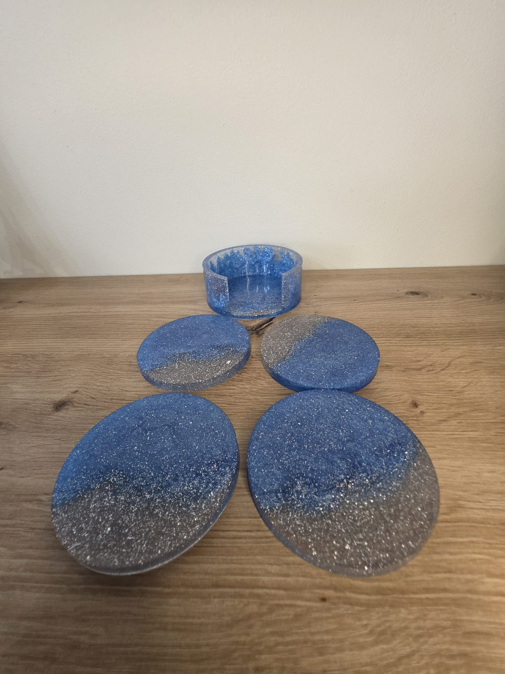 Set of resin coasters with stand