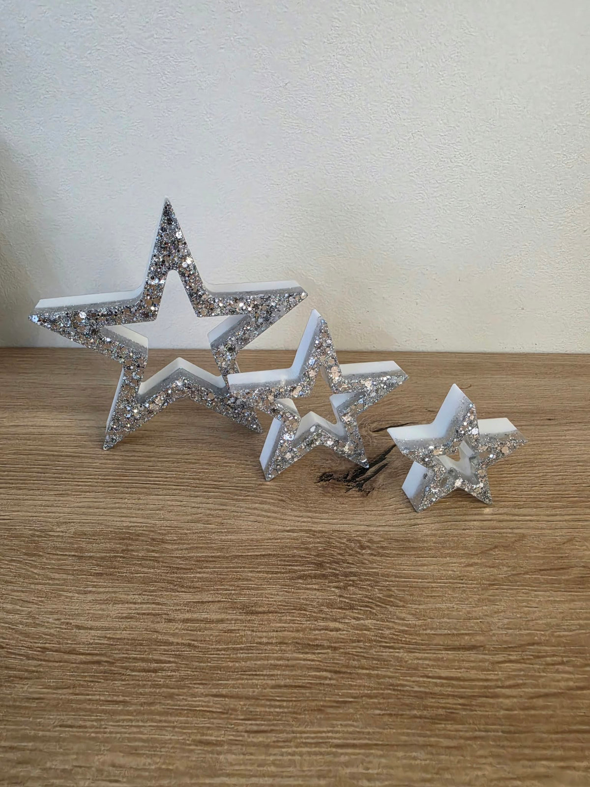 Set of 3 Resin Star Christmas Decorations