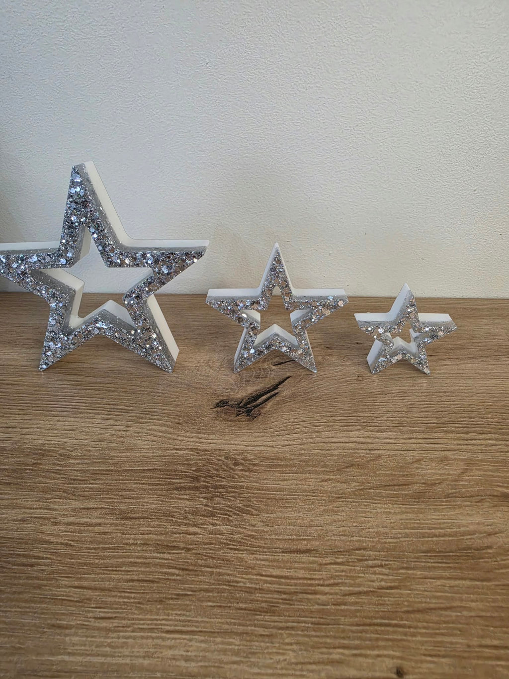 Set of 3 Resin Star Christmas Decorations