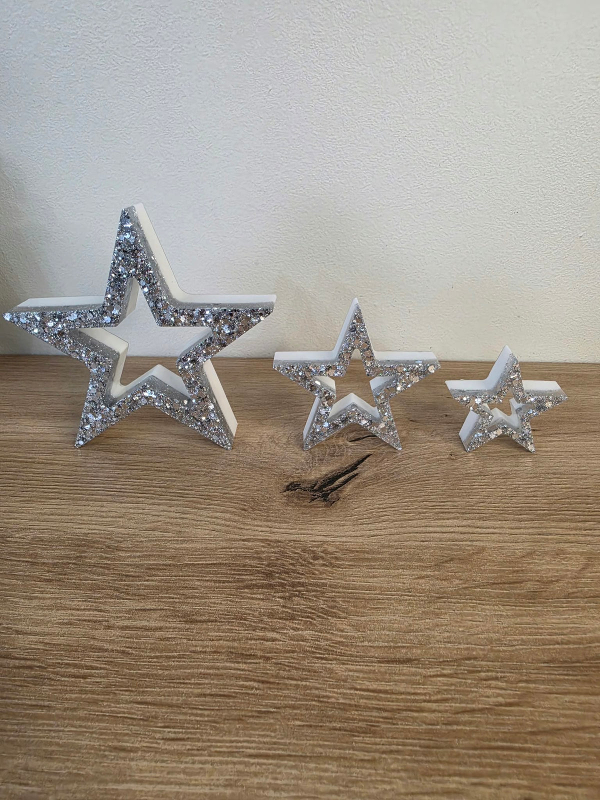 Set of 3 Resin Star Christmas Decorations