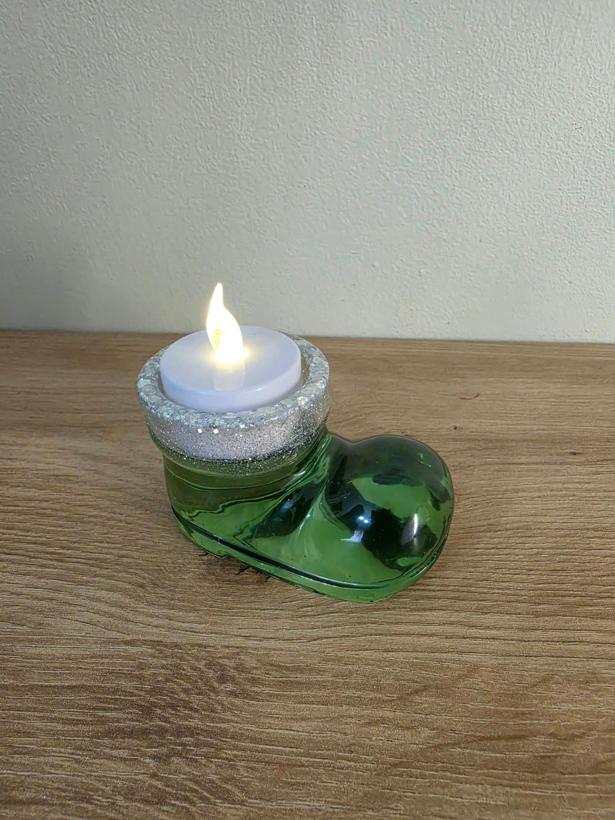 Handmade resin Santa's Boot candle holder