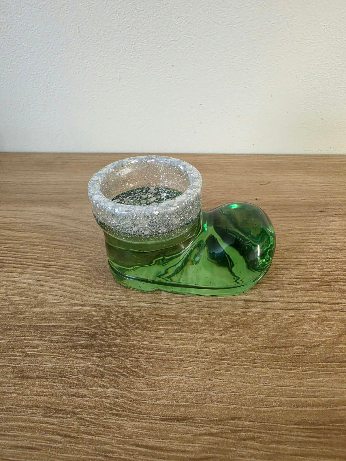 Handmade resin Santa's Boot candle holder