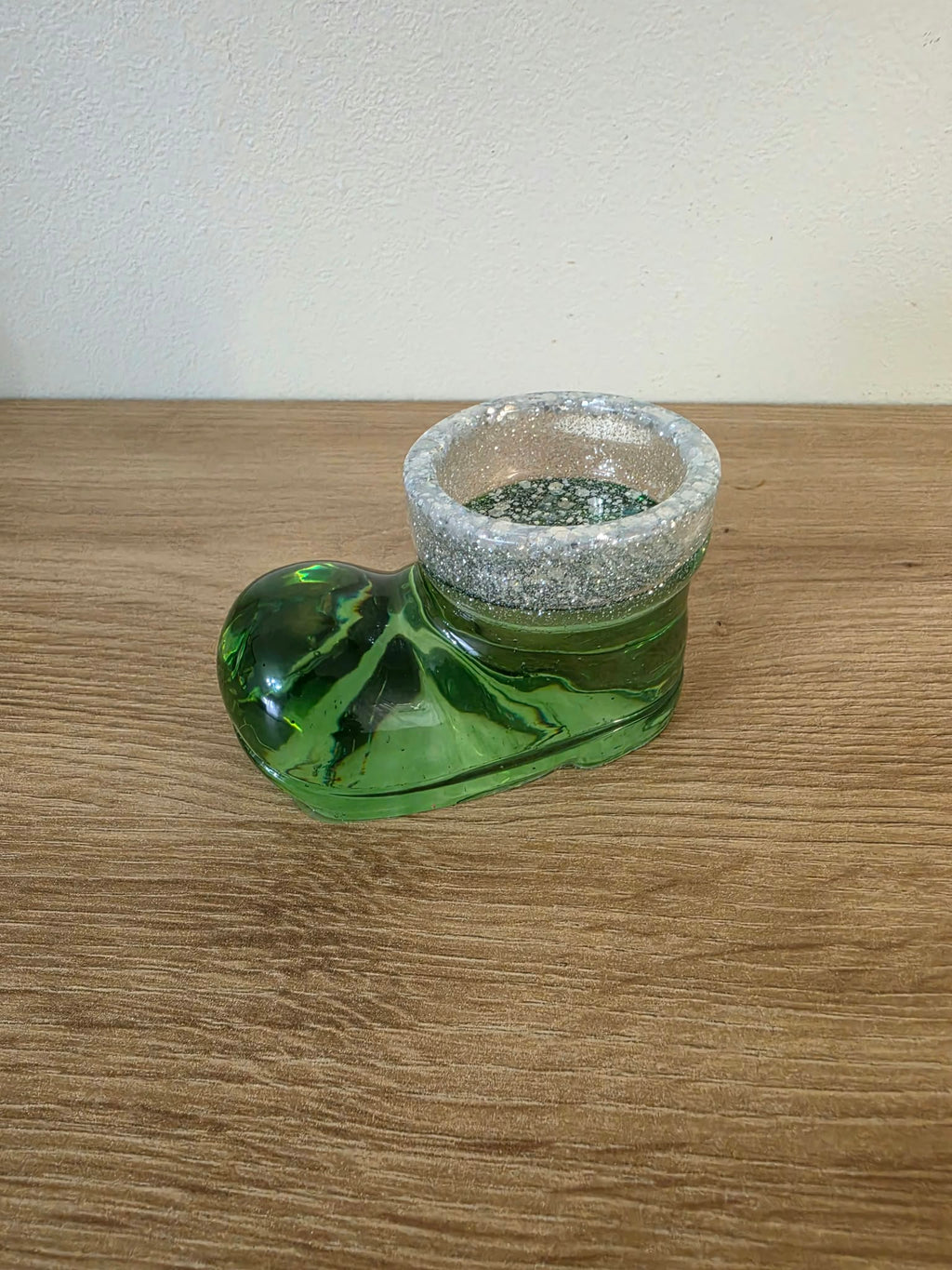 Handmade resin Santa's Boot candle holder