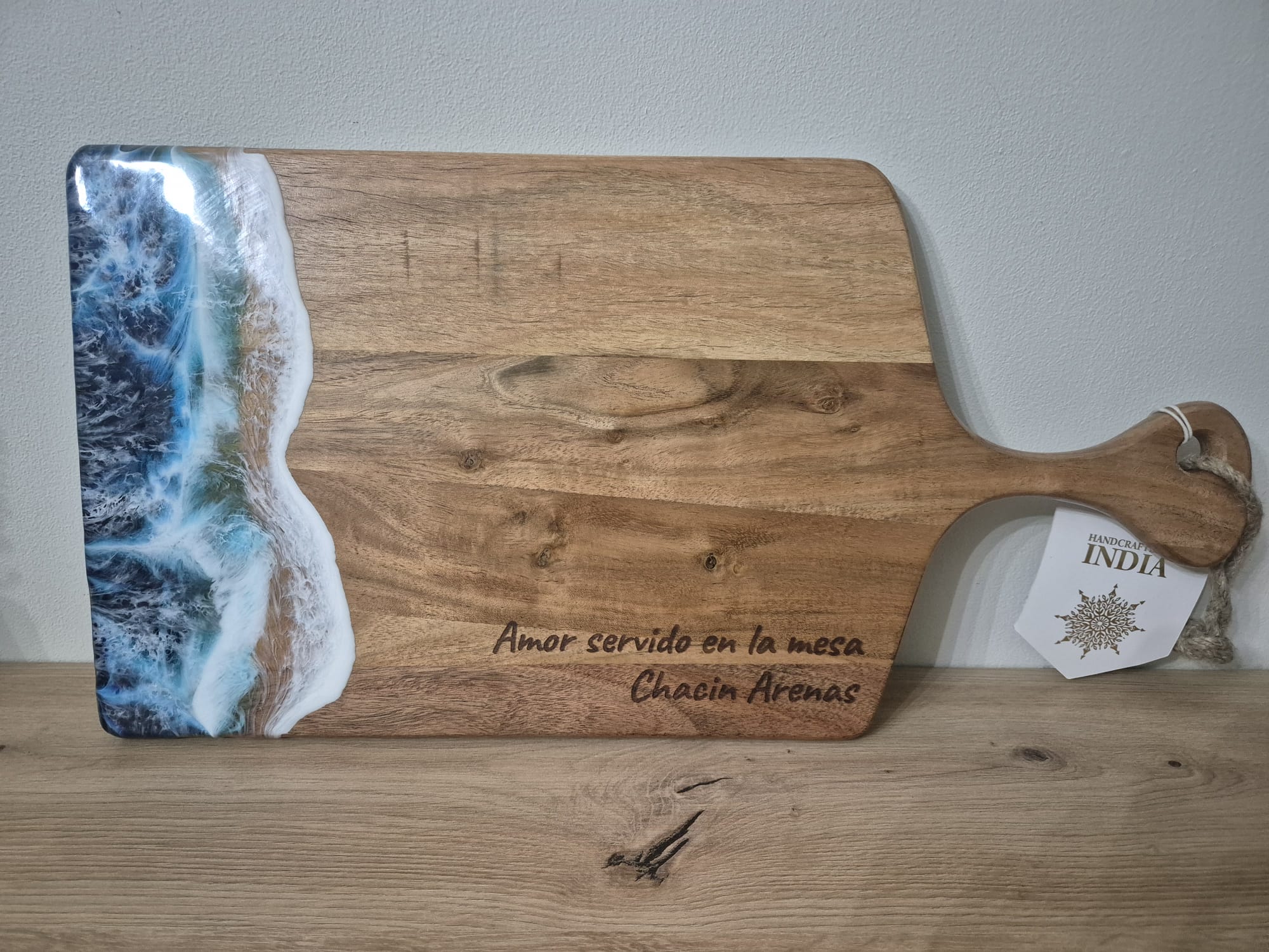 Handmade Wooden with resin Acacia chopping board