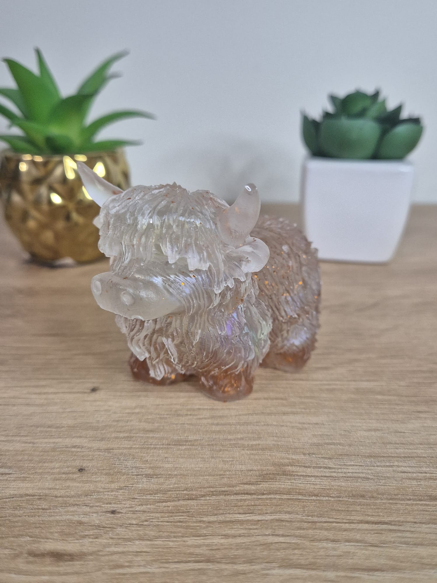 Handmade Resin Highland Cow Figure