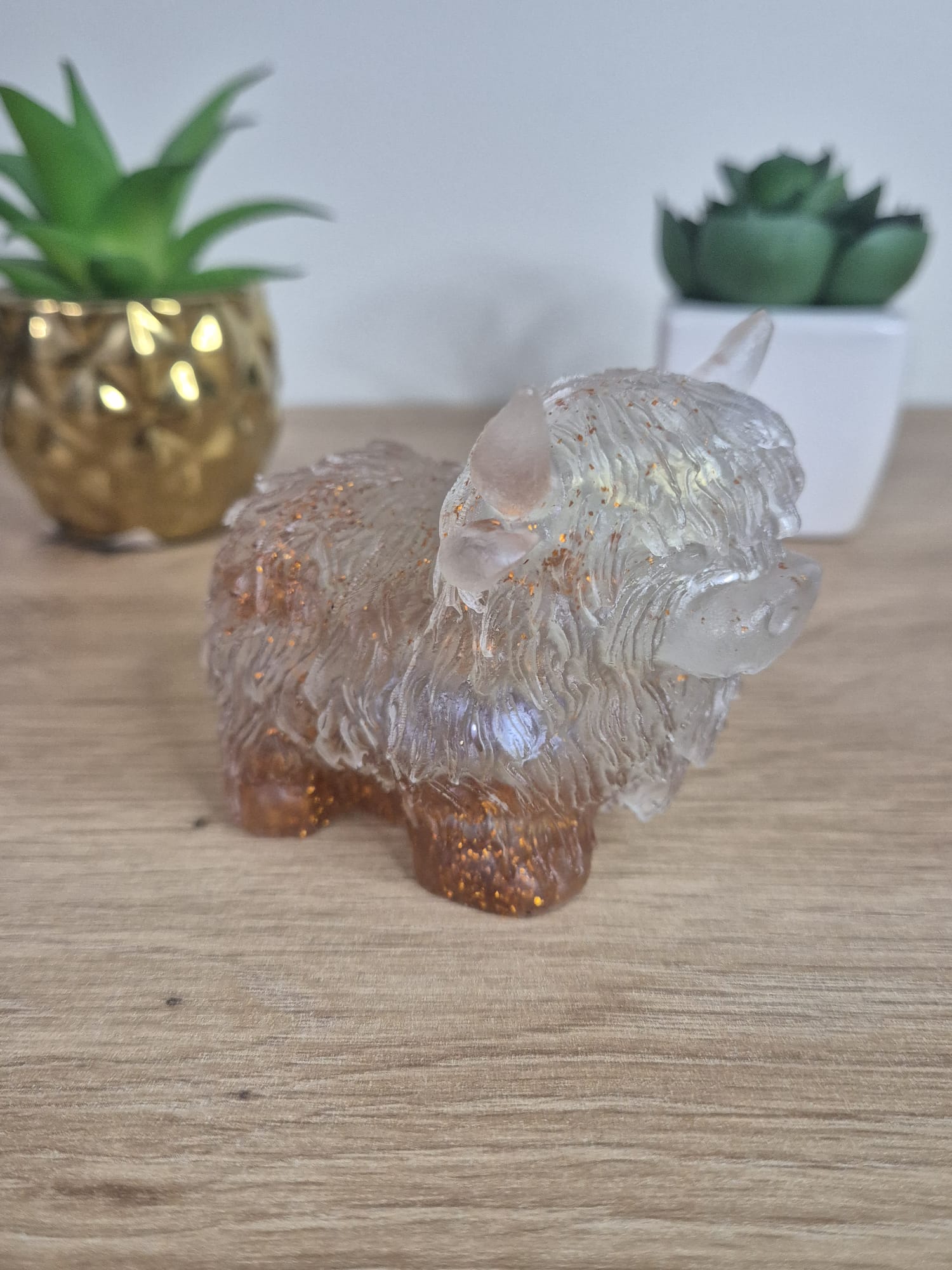 Handmade Resin Highland Cow Figure