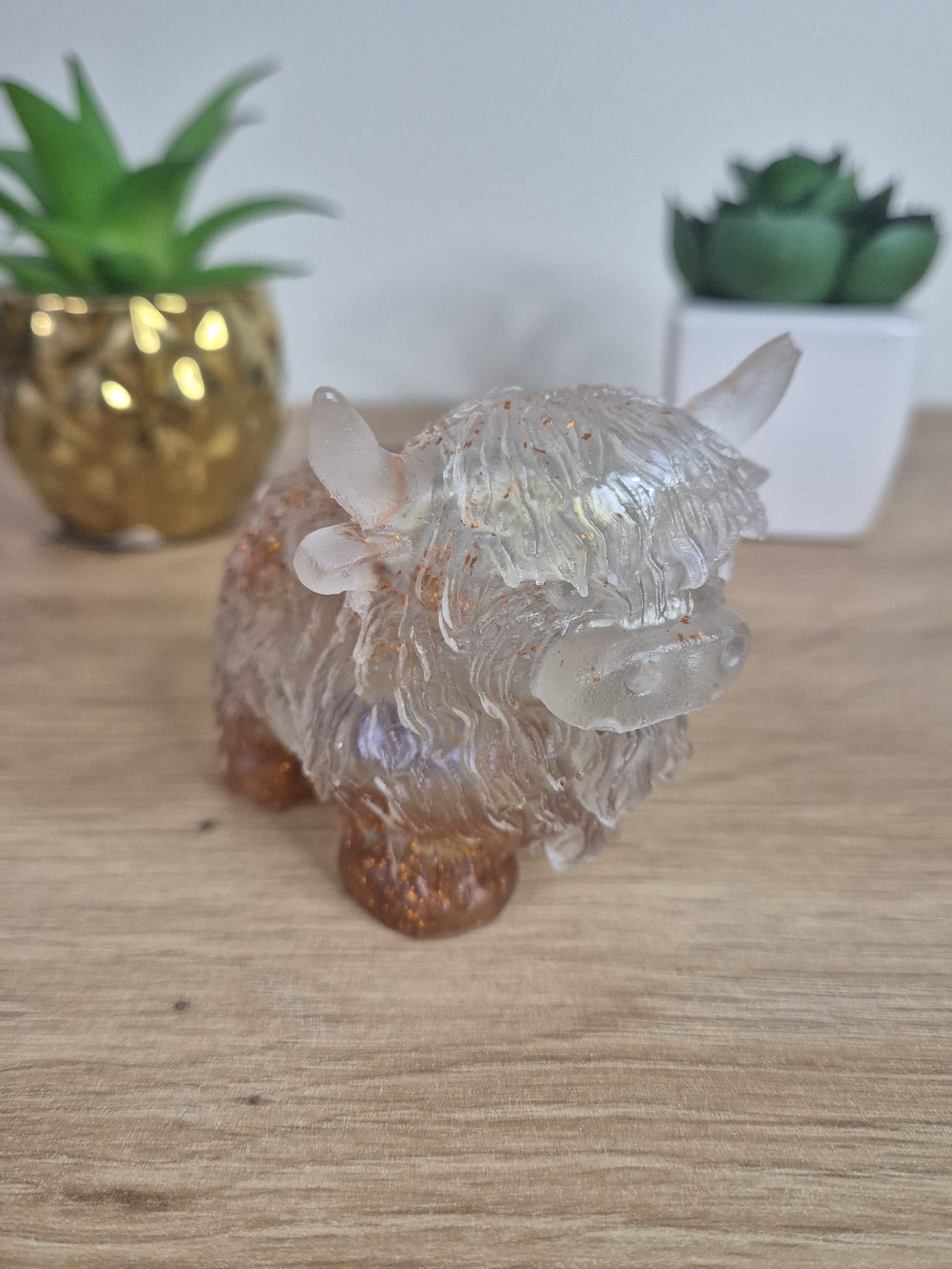 Handmade Resin Highland Cow Figure