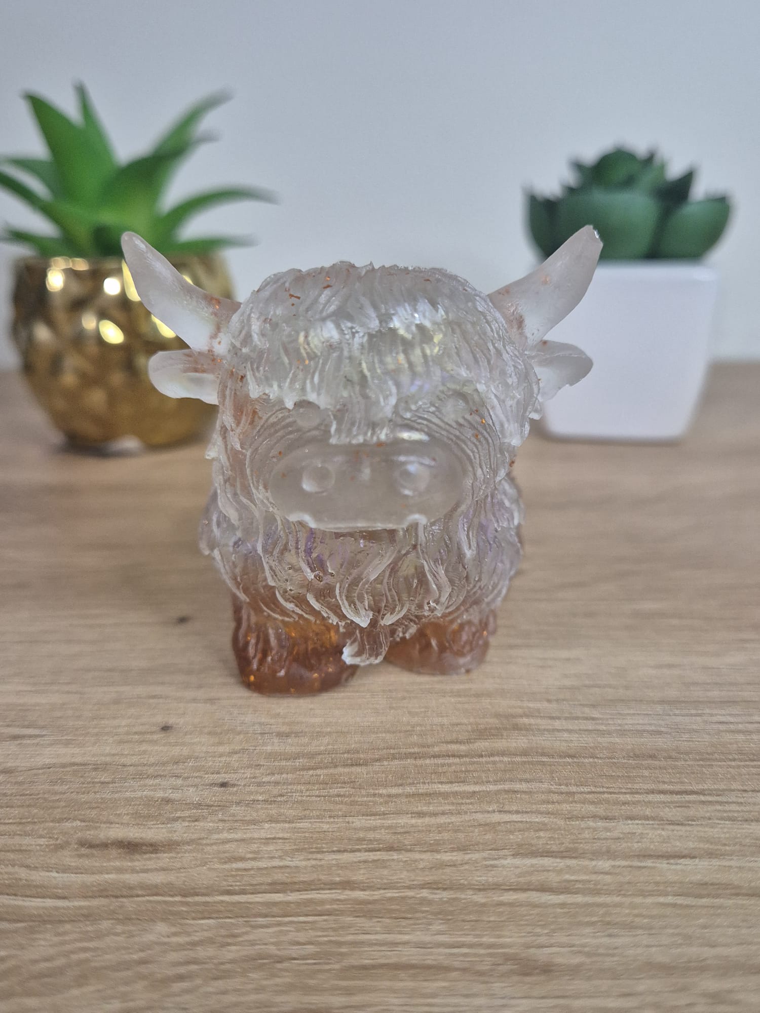 Handmade Resin Highland Cow Figure