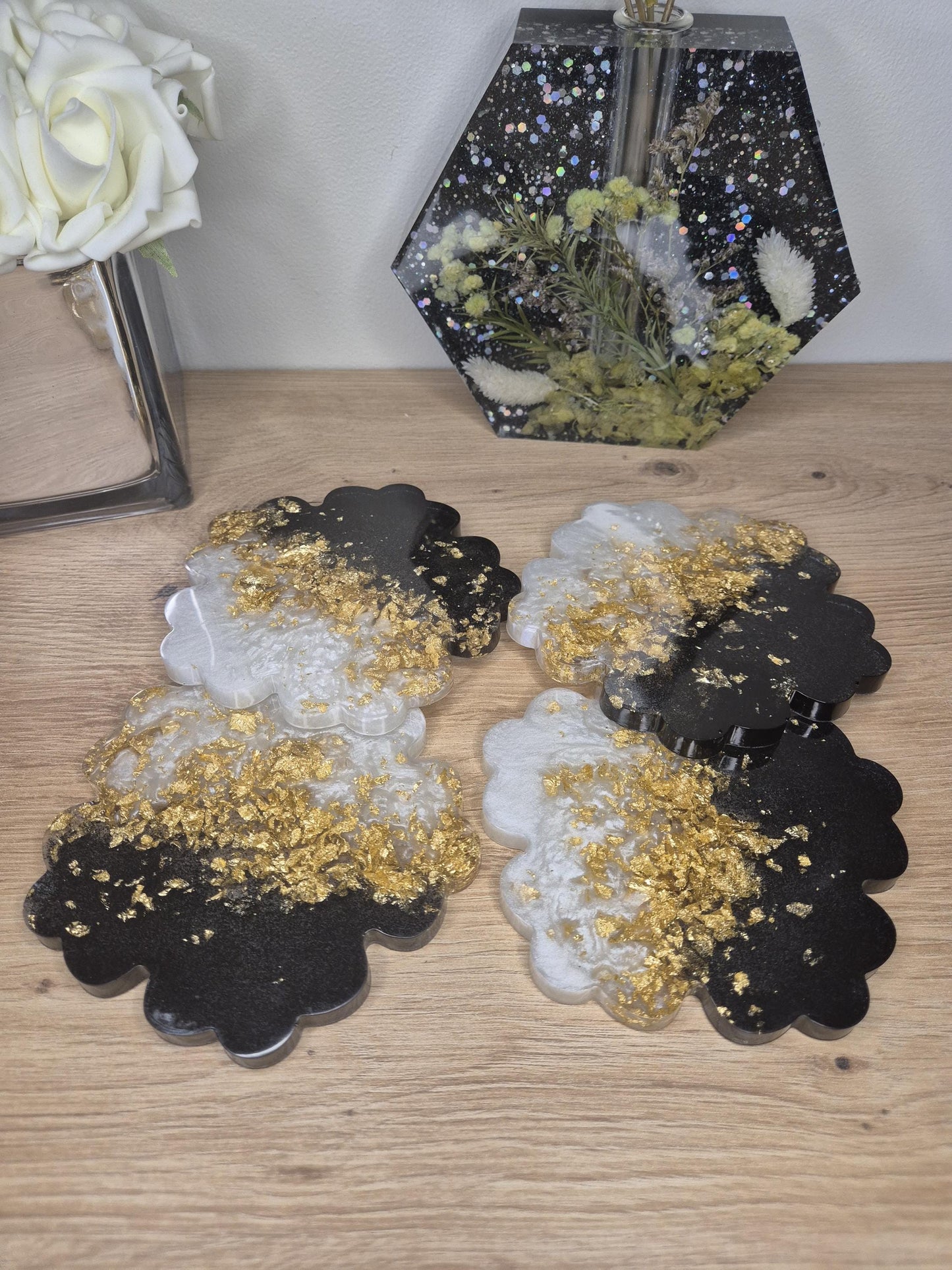 Handmade Set of 4 handmade resin coasters