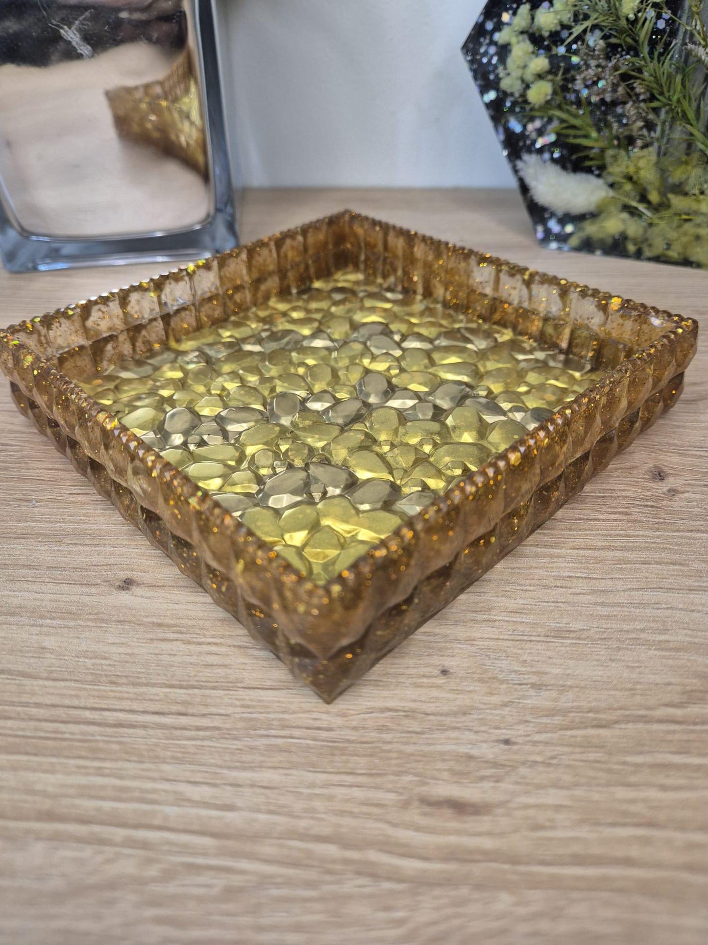 Handmade resin square tray