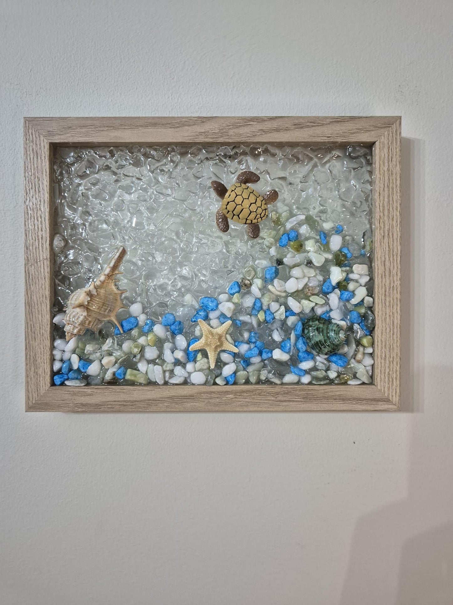 Handmade resin frame sea turtle
