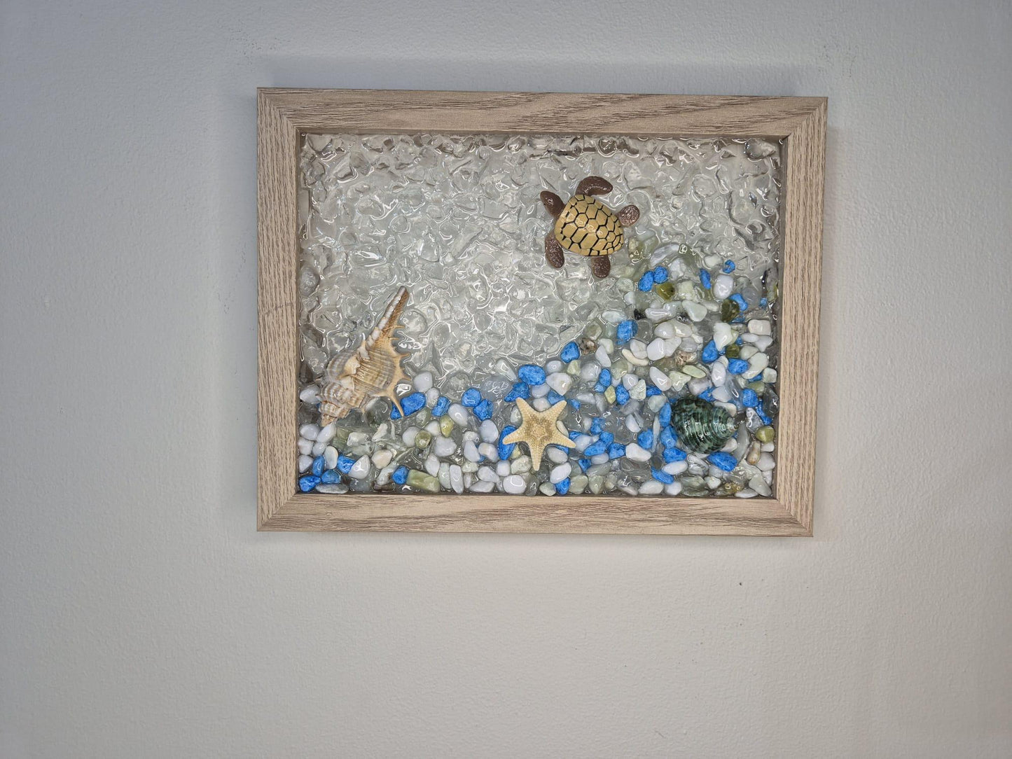 Handmade resin frame sea turtle