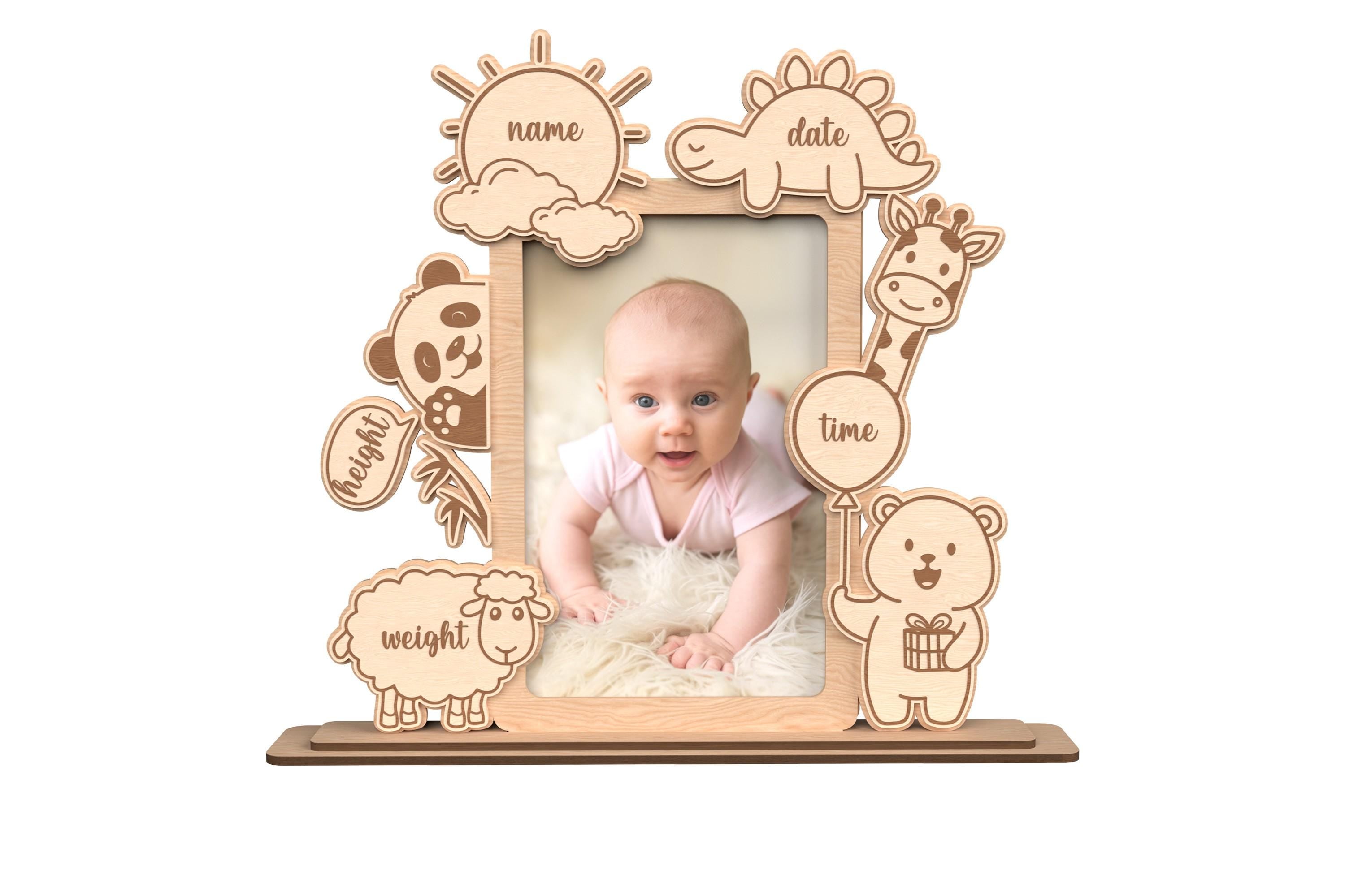 Wooden laser engraved baby photo frame
