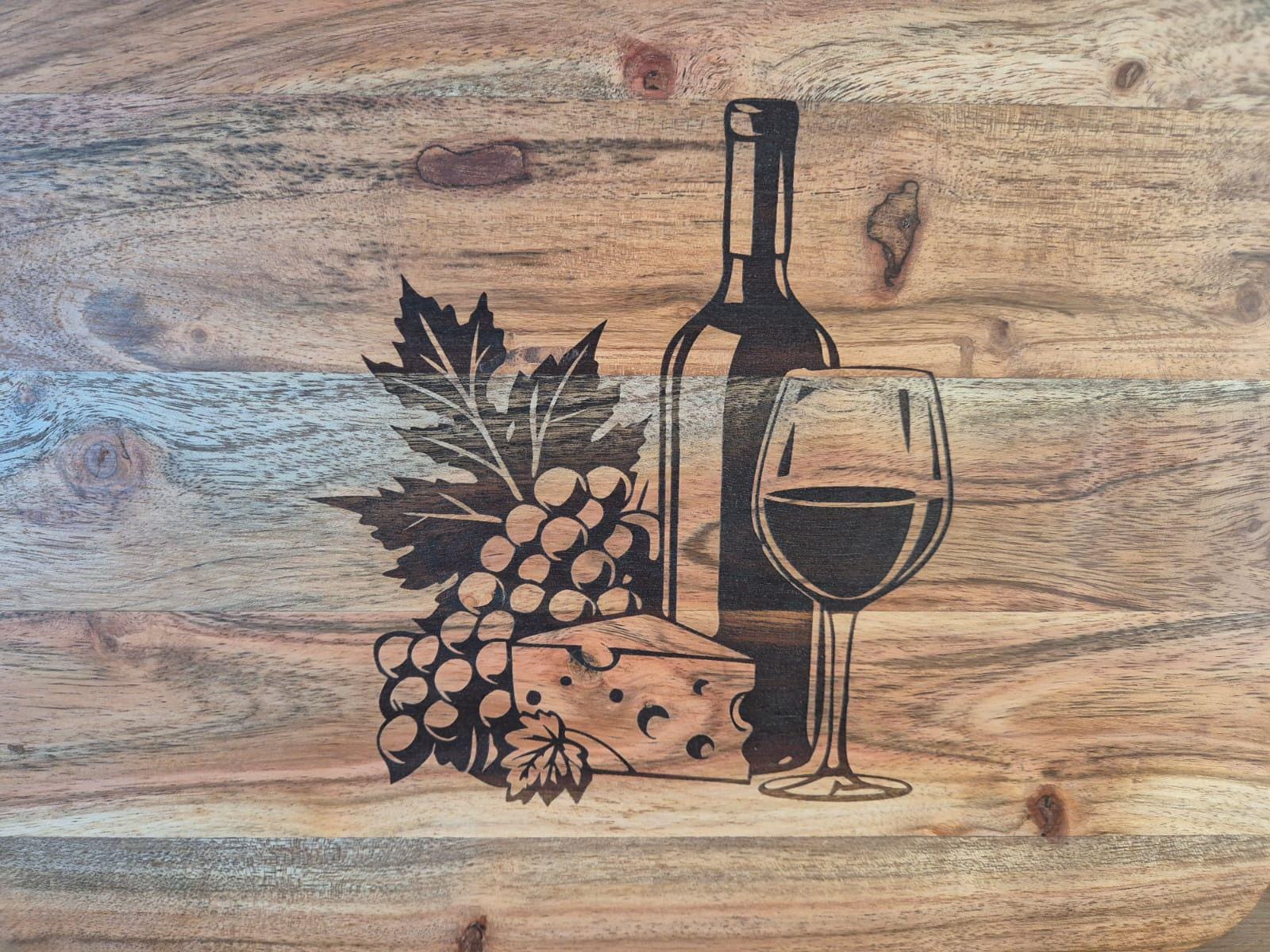 Wooden Cheese & Wine Chopping Board Engraved