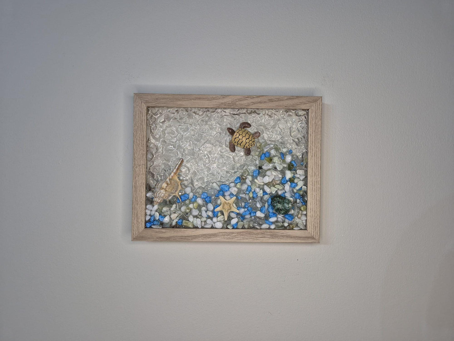 Handmade resin frame sea turtle