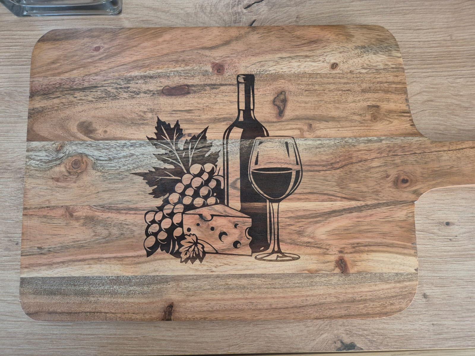 Wooden Cheese & Wine Chopping Board Engraved